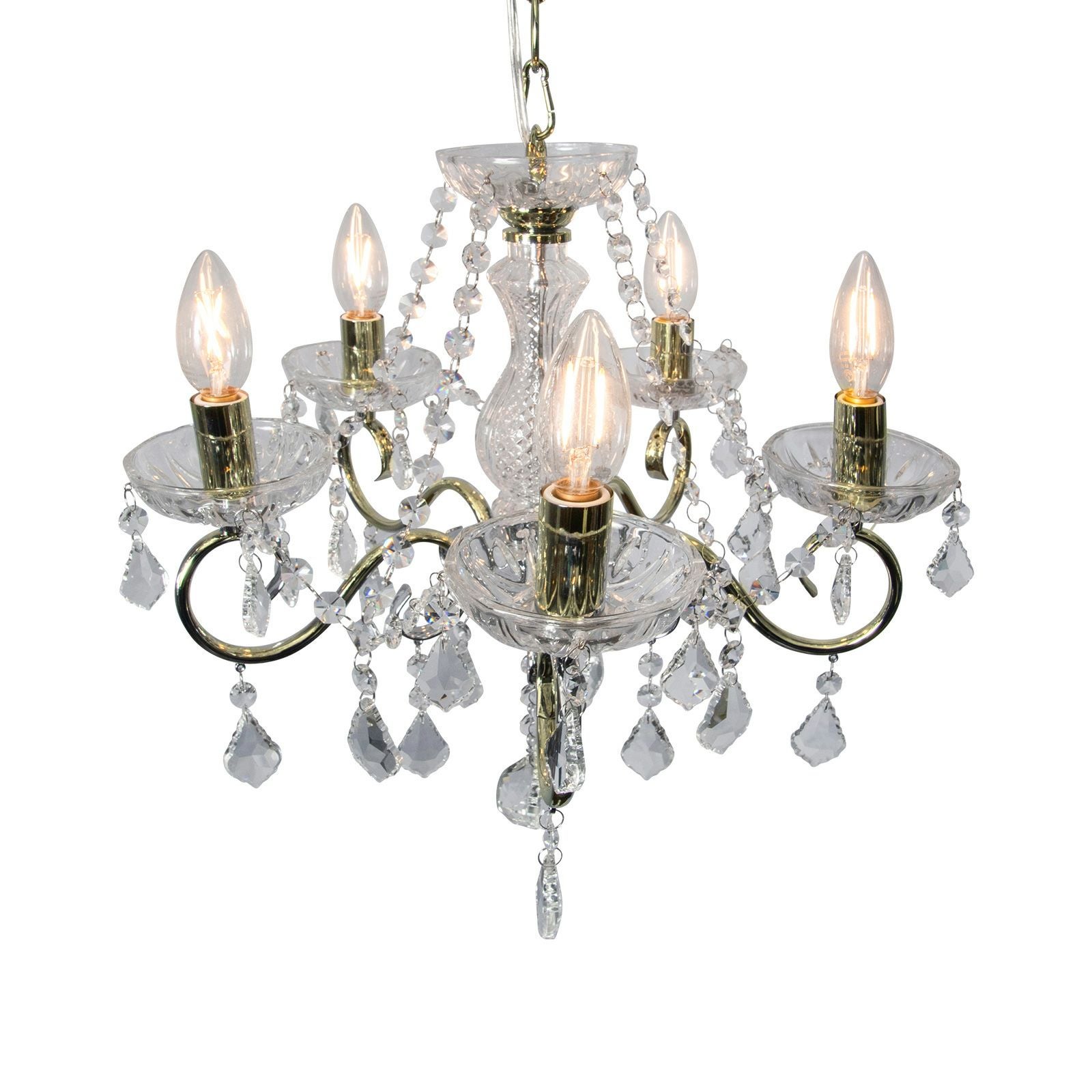 5灯シャンデリア LED対応 「アンリ」クリスタルが美しいデザイン