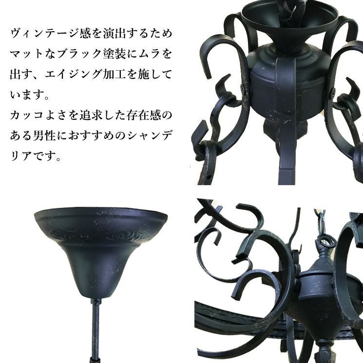 6灯 ブラックシャンデリア Chateau (シャトー) | 照明専門店 MU-RA