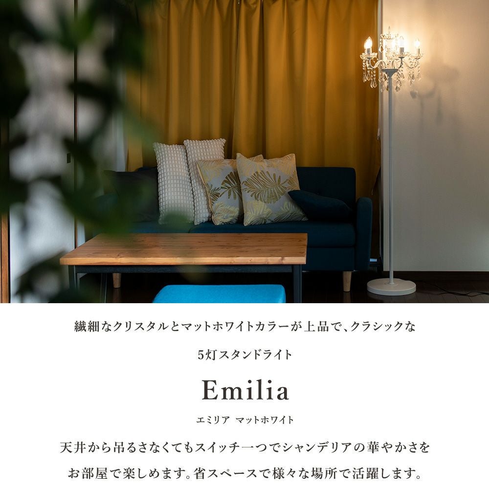 5灯 スタンドシャンデリア フロアライト Emilia (エミリア) マット
