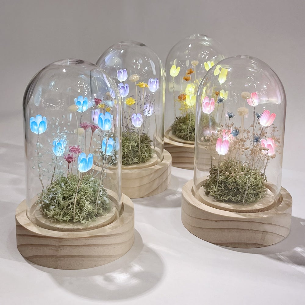 プリザーブドフラワーをアレンジしたLED ナイトランプ フラワーランプ